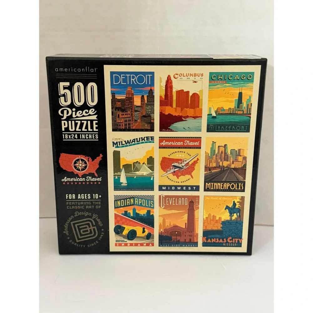 Americanflat American Travel Midwest 500 Piece Puzzle Anderson Design Group Art